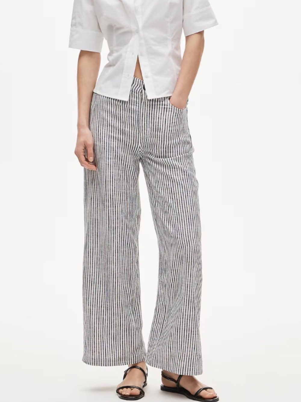J Crew Five-pocket pant in striped stretch linen blend